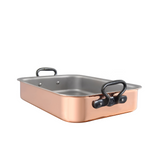 Mauviel Copper Roasting Pan With Cast Iron Handles, 15.7 x 11.8-In