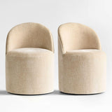 Doris Rolling Upholstered Dining Chair With Castors (Set of 2)