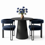 Dwen & Mia 35" Round Black & Velvet Set for 2 (3-Piece)