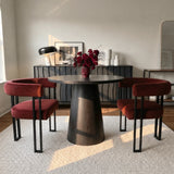 Dwen & Mia 35" Round Black & Velvet Set for 2 (3-Piece)
