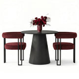 Dwen & Mia 35" Round Black & Velvet Set for 2 (3-Piece)