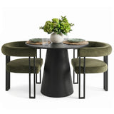 Dwen & Mia 35" Round Black & Velvet Set for 2 (3-Piece)