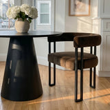 Dwen & Mia 35" Round Black & Velvet Set for 2 (3-Piece)
