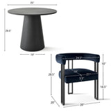 Dwen & Mia 35" Round Black & Velvet Set for 2 (3-Piece)
