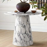Dwen 35" Modern Faux Marble Round Pedestal Console Table