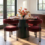 Dwen & Mia 46" Round Black & Velvet Dining Table Set for 4 (5-Piece)