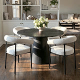 Dwen & New York 46" Round & Boucle Dining Table Set for 4 (5-Piece)
