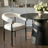 Dwen & New York 46" Round & Boucle Dining Table Set for 4 (5-Piece)