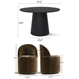 Dwen & Doris 46" Round Dining Table Set for 4 (5-Piece)