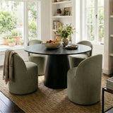 Doris Rolling Upholstered Dining Chair With Castors (Set of 4)