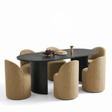 Dwen & Doris 79" Black Oval Dining Table Set for 6 (7-Piece)