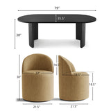 Dwen & Doris 79" Black Oval Dining Table Set for 6 (7-Piece)