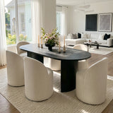 Dwen & Doris 79" Black Oval Dining Table Set for 6 (7-Piece)