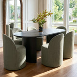 Dwen & Doris 79" Black Oval Dining Table Set for 6 (7-Piece)