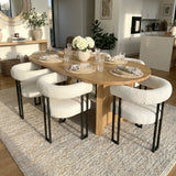 Dwen & Rola 79" Boucle Oval Dining Table Set for 6 (7-Piece)