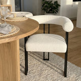 Dwen & Rola 79" Boucle Oval Dining Table Set for 6 (7-Piece)