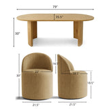 Dwen & Doris 79" Natural Oval Dining Table Set for 6 (7-Piece)