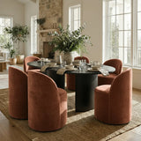 Doris Rolling Upholstered Dining Chair With Castors (1-Piece)