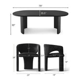Dwen & Khloe 79" Oval Dining Table Set for 6 (7-Piece)