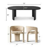 Dwen & Khloe 79" Oval Dining Table Set for 6 (7-Piece)