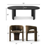 Dwen & Khloe 79" Oval Dining Table Set for 6 (7-Piece)