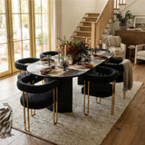 Dwen & Mia 79" Oval Chenille Dining Table Set for 6 (7-Piece)