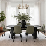 Dwen & Oslo 79" Oval Dining Table Set for 6 (7-Piece)