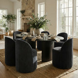 Doris Rolling Upholstered Dining Chair With Castors (Set of 6)