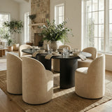 Doris Rolling Upholstered Dining Chair With Castors (1-Piece)