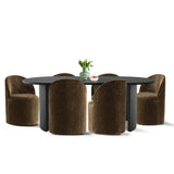 Dwen & Doris 79" Black Oval Dining Table Set for 6 (7-Piece)