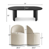 Dwen & Doris 79" Black Oval Dining Table Set for 6 (7-Piece)