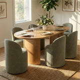 Doris Rolling Upholstered Dining Chair With Castors (Set of 6)
