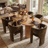 Khloe Modern Chenille Dining Chair with Arms (Set of 2)