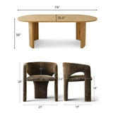 Dwen & Khloe 79" Oval Dining Table Set for 6 (7-Piece)