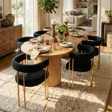 Mia Modern Gold Chenille Dining Chair with Arms (Set of 6)