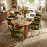 Mia Modern Gold Chenille Dining Chair with Arms (Set of 6)