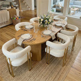 Mia Modern Gold Chenille Dining Chair with Arms (Set of 6)