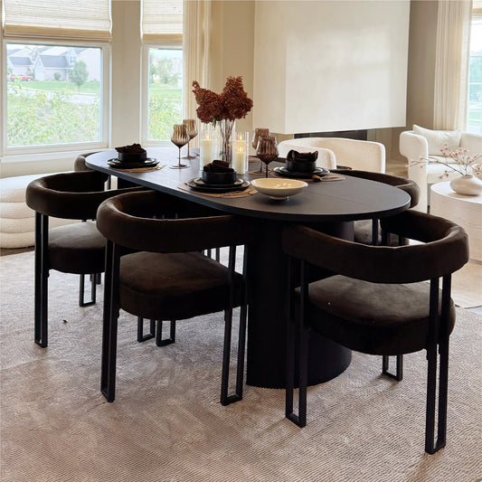 Dwen & Mia 79" Oval Dining Table Set for 6 (7-Piece)