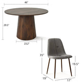 Dwen & Oslo 46" Modern Round Dining Table Set for 4 (5-Piece)