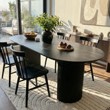 Dwen 79" Modern Large Roman Pillar Oval Dining Table