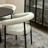 Dwen & New York 46" Round & Boucle Dining Table Set for 4 (5-Piece)