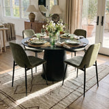 Dwen & Oslo 46" Chenille Round Dining Table Set for 4 (5-Piece)