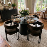 Dwen & Mia 46" Round Black & Velvet Dining Table Set for 4 (5-Piece)