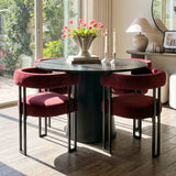 Dwen & Mia 46" Round Black & Velvet Dining Table Set for 4 (5-Piece)