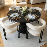 Dwen & Mia 46" Round Black & Velvet Dining Table Set for 4 (5-Piece)
