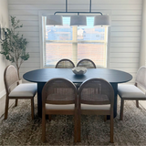 Dwen 79" Modern Large Roman Pillar Oval Dining Table