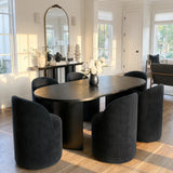 Dwen & Doris 79" Black Oval Dining Table Set for 6 (7-Piece)