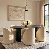 Dwen & Doris 79" Black Oval Dining Table Set for 6 (7-Piece)