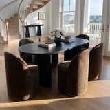 Dwen & Doris 79" Black Oval Dining Table Set for 6 (7-Piece)