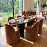Dwen & Doris 79" Black Oval Dining Table Set for 6 (7-Piece)